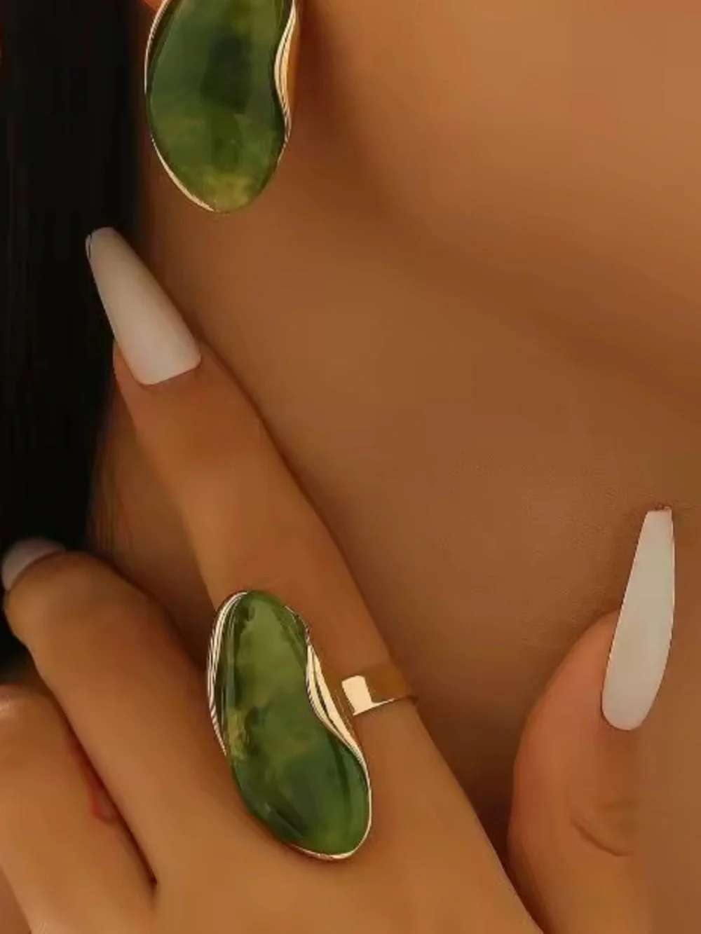 Emerald Mirage Sculptural Statement Ring